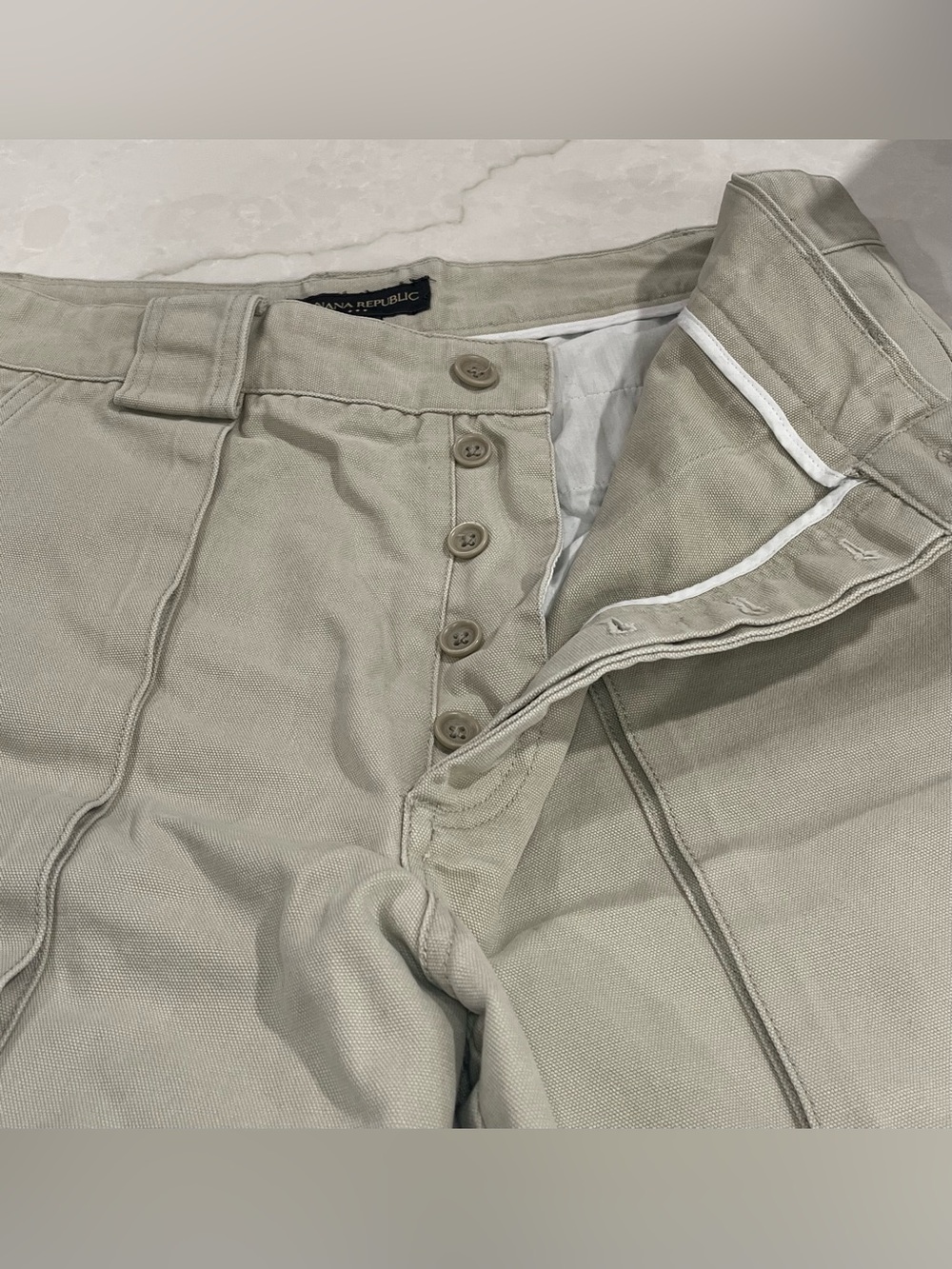 VTG Banana Republic Safari Heritage Canvas Fatigue Shorts 38 Y2K
